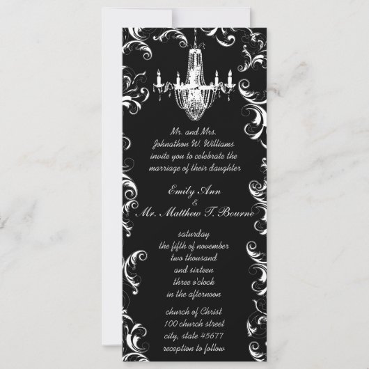 Elegant Victoriaans Ball  Chandelier Wedding Kaart (Voorkant)