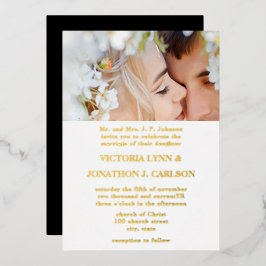 Elegant Victoriaans Ball Gold Photo Wedding Folie Uitnodiging