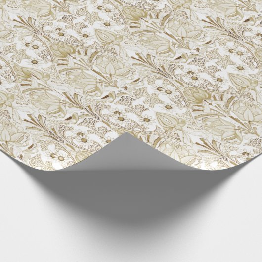 Elegant  Victoriaans Beige Floral Pattern Cadeaupapier (Hoek)