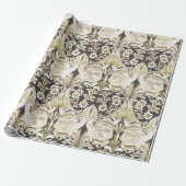 Elegant Victoriaans Beige Flowers Patroon WR Cadeaupapier (Uitgerold)