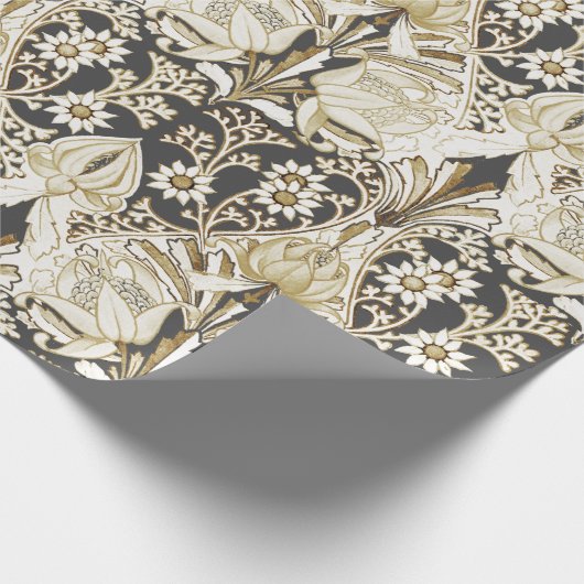 Elegant Victoriaans Beige Flowers Patroon WR Cadeaupapier (Hoek)