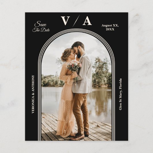 Elegant Victoriaans Black Wedding Save the Date Flyer (Voorkant)