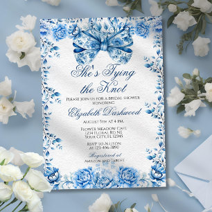 Elegant Victoriaans Blauw Bloemen Boog Vrijgezelle Kaart