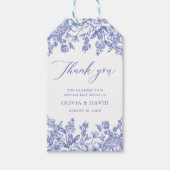 Elegant  Victoriaans Blauw Bloemen Bruiloft Cadeaulabel (Voorkant)
