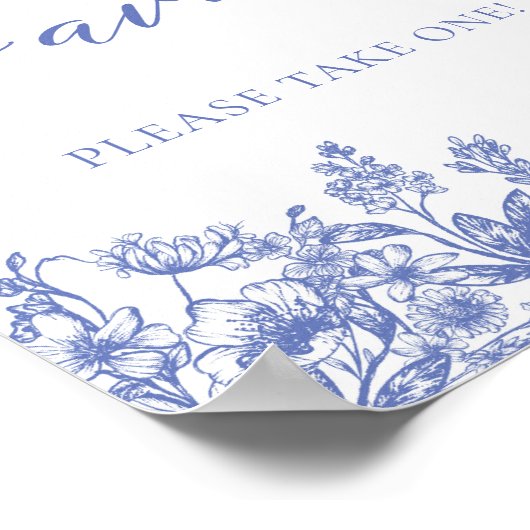 Elegant  Victoriaans Blauw Bloemen Favorieten teke Poster (Hoek)