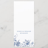 Elegant Victoriaans Blauw Bloemen Trouwdiner Menu (Achterkant)