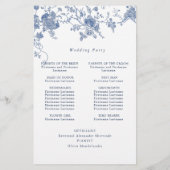 Elegant Victoriaans Blauw Bloemen Trouwprogramma (Achterkant)