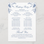 Elegant Victoriaans Blauw Bloemen Trouwprogramma Programmakaart (Achterkant)