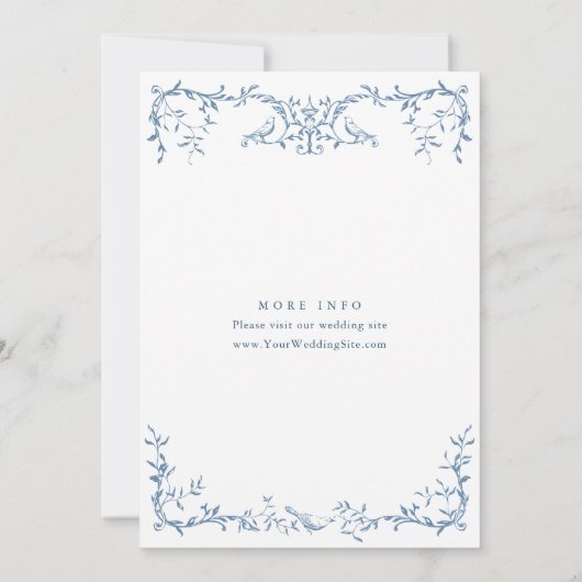 Elegant Victoriaans  Blauw Bloemen Vrijgezellenfee Kaart (Achterkant)