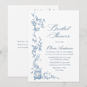 Elegant Victoriaans Blauw Bloemen Vrijgezellenfee Kaart