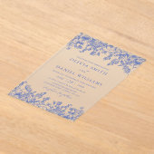 Elegant Victoriaans Blauw Bloemen Wildbloem Bruilo Acryl Uitnodigingen (Laagn)
