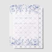 Elegant Victoriaans Blauw Bloemen Wildbloem Bruilo Vellum Uitnodigingen (Offset (Uitnodiging))