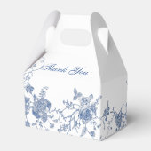 Elegant Victoriaans Blauw Frans Floral Vrijgezelle Bedankdoosjes (Achterkant)