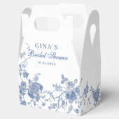 Elegant Victoriaans Blauw Frans Floral Vrijgezelle Bedankdoosjes (Geopend)