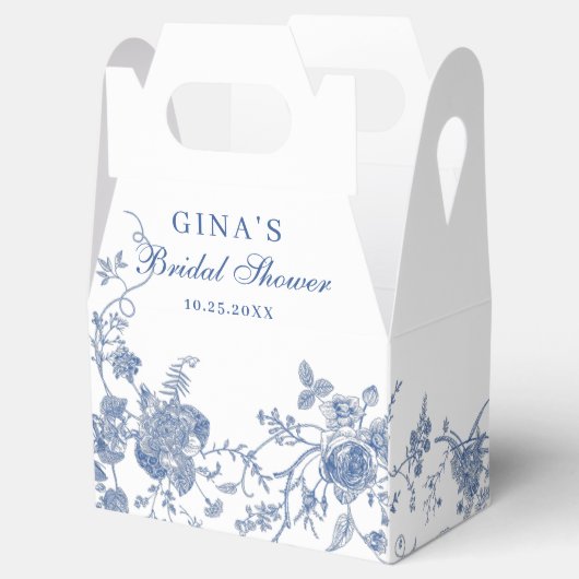 Elegant Victoriaans Blauw Frans Floral Vrijgezelle Bedankdoosjes (Geopend)