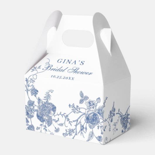 Elegant Victoriaans Blauw Frans Floral Vrijgezelle Bedankdoosjes (Voorkant Zijde)