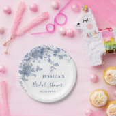 Elegant Victoriaans Blauw Frans Floral Vrijgezelle Papieren Bordje (Feest)