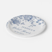 Elegant Victoriaans Blauw Frans Floral Vrijgezelle Papieren Bordje (Gekanteld)