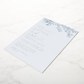 Elegant Victoriaans Blauw Huwelijk Zilver Folie Uitnodiging (Gedraaid)