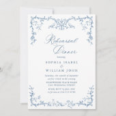 Elegant Victoriaans blauw repetitiediner Kaart (Voorkant)