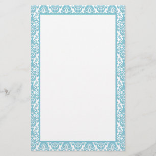 Elegant Victoriaans blauw vlak Damask Patroonkader Briefpapier