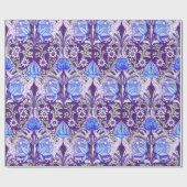 Elegant Victoriaans Blauwe Paars Flowers Cadeaupapier (Vlak)