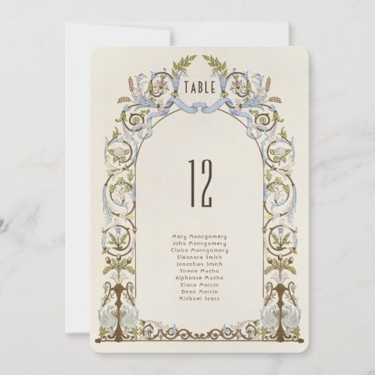 Elegant Victoriaans Bloemen Bruiloft Zitkaarten Kaart (Voorkant)