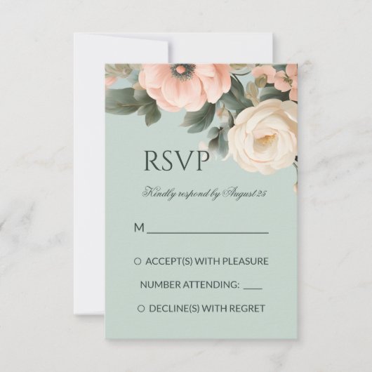 Elegant  Victoriaans blush perzik floral RSVP Kaartje (Voorkant)