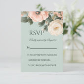 Elegant  Victoriaans blush perzik floral RSVP Kaartje (Staand voorkant)