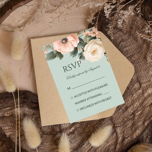Elegant  Victoriaans blush perzik floral RSVP Kaartje
