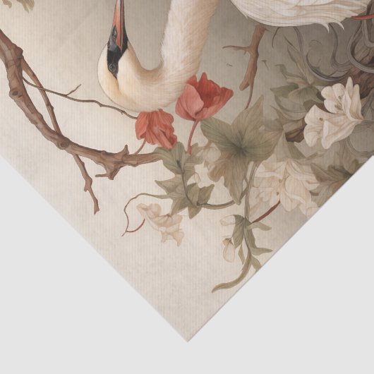 Elegant Victoriaans Boho Romantisch Zwanen Tissuepapier (Detail)