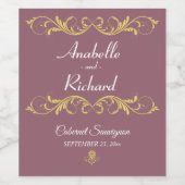 Elegant Victoriaans bruiloft Favor Wijn Etiket (Enkel label)