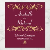 Elegant Victoriaans bruiloft Favor Wijn Etiket (Enkel label)