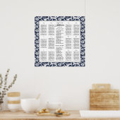 Elegant Victoriaans Damask Wedding Seding Chart Poster (Keuken)