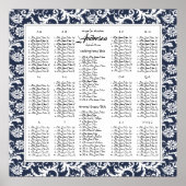 Elegant Victoriaans Damask Wedding Seding Chart Poster (Voorkant)