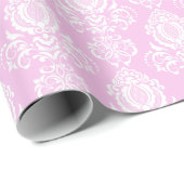 Elegant, , Victoriaans Damast Roze Cadeaupapier (Rol Hoek)