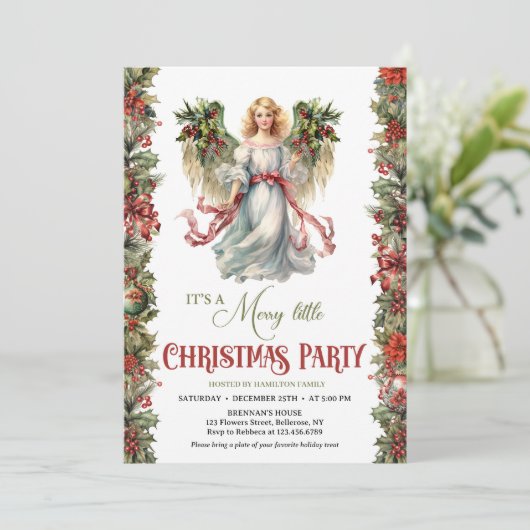 Elegant Victoriaans Engel retro kerst Kaart (Staand voorkant)