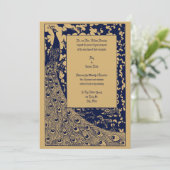 Elegant Victoriaans Era Art Nouveau Peacock Weddin Kaart (Staand voorkant)