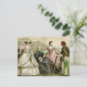 Elegant Victoriaans Era Dames Mode Bord Briefkaart (Staand voorkant)