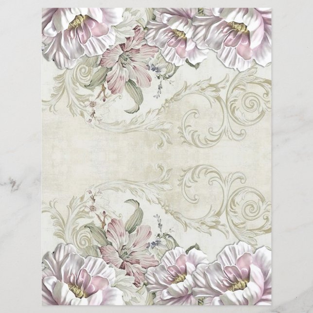 Elegant  Victoriaans Floral Scrapbook Paper (Voorkant)