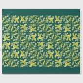 Elegant Victoriaans floreel patroon groen geel Cadeaupapier (Vlak)