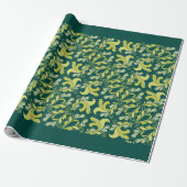 Elegant Victoriaans floreel patroon groen geel Cadeaupapier (Uitgerold)