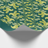 Elegant Victoriaans floreel patroon groen geel Cadeaupapier (Hoek)
