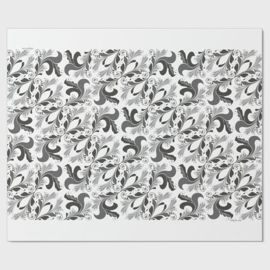 Elegant Victoriaans floreel patroon zwart wit Cadeaupapier (Vlak)
