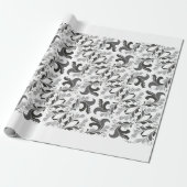 Elegant Victoriaans floreel patroon zwart wit Cadeaupapier (Uitgerold)