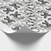 Elegant Victoriaans floreel patroon zwart wit Cadeaupapier (Hoek)