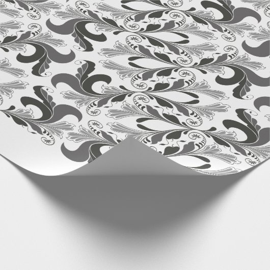 Elegant Victoriaans floreel patroon zwart wit Cadeaupapier (Hoek)