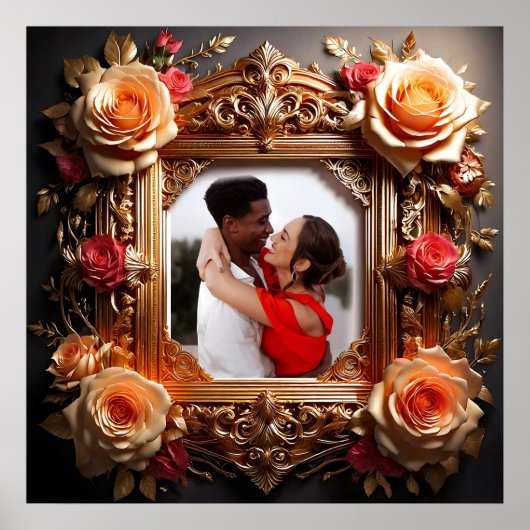 Elegant Victoriaans Foto Lijst met 3D Rozen Poster (Voorkant)