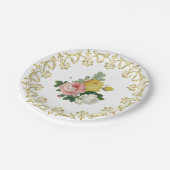 Elegant  Victoriaans Geel Roze Witte Rozen Papieren Bordje (Gekanteld)