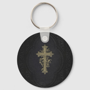 Elegant Victoriaans Golden Cross Sleutelhanger